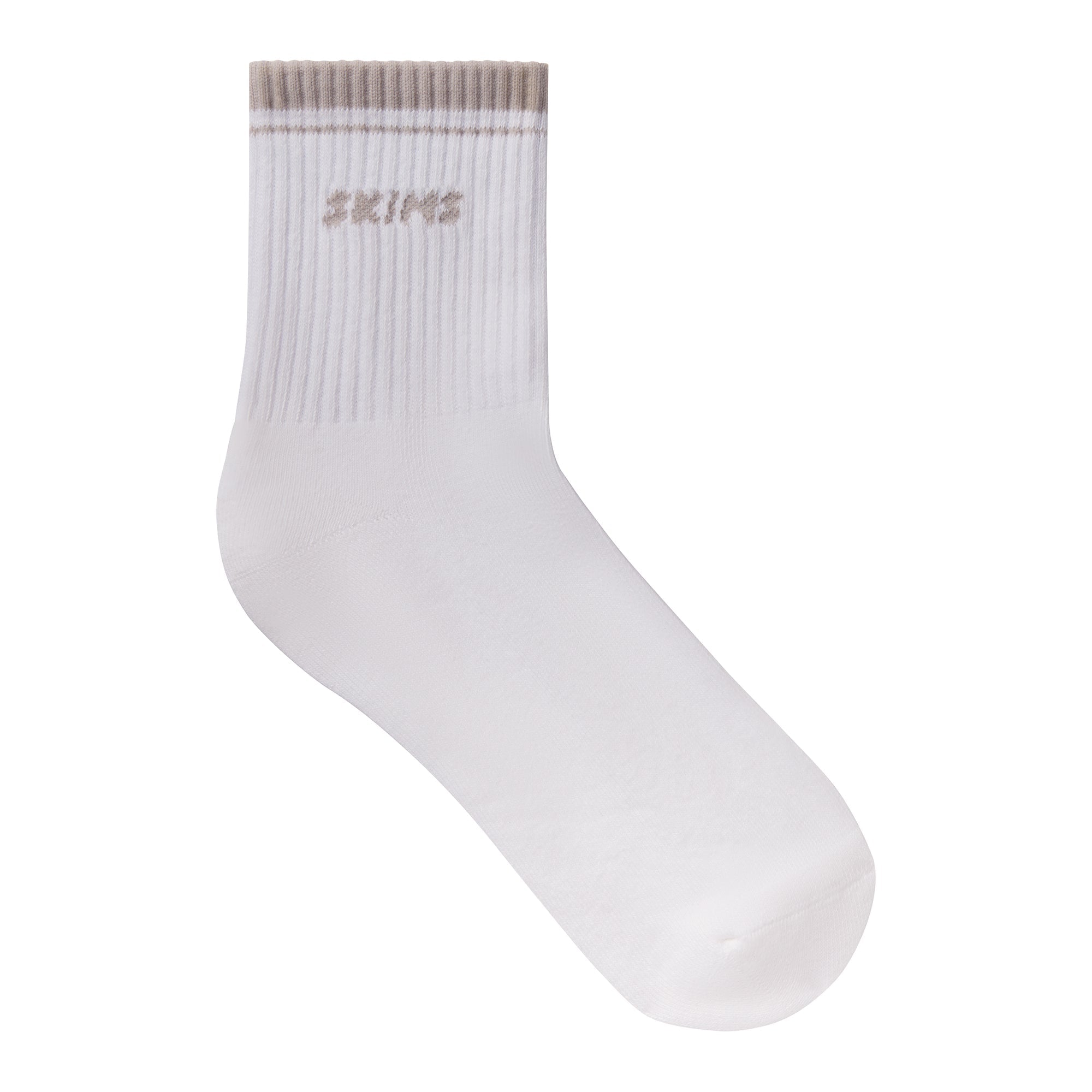 RIBBED QUARTER CREW LOGO SOCK 3-PACK | STONE MULTI & LAYS FLAT ON A WHITE BACKGROUND | FLT