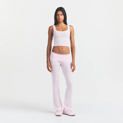 COTTON JERSEY FOLDOVER PANT | CHERRY BLOSSOM ON A MODEL FRONT VIEW @ | FOCUS: 0.0, 1.0, 0.9