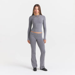 COTTON JERSEY FOLDOVER PANT | DARK HEATHER GREY ON A MODEL FRONT VIEW@ | FOCUS: 0.0, 1.0, 0.9