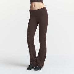 COTTON JERSEY FOLDOVER PANT | ESPRESSO ON A MODEL FRONT VIEW @ | FOCUS: 0.0, 1.0, 0.9