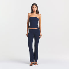 COTTON JERSEY FOLDOVER PANT | NAVY ON A MODEL FRONT VIEW @ | FOCUS: 0.0, 1.0, 0.9
