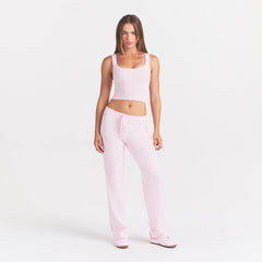 COTTON JERSEY STRAIGHT LEG PANT | CHERRY BLOSSOM ON A MODEL FRONT VIEW @ | FOCUS: 0.0, 1.0, 0.9