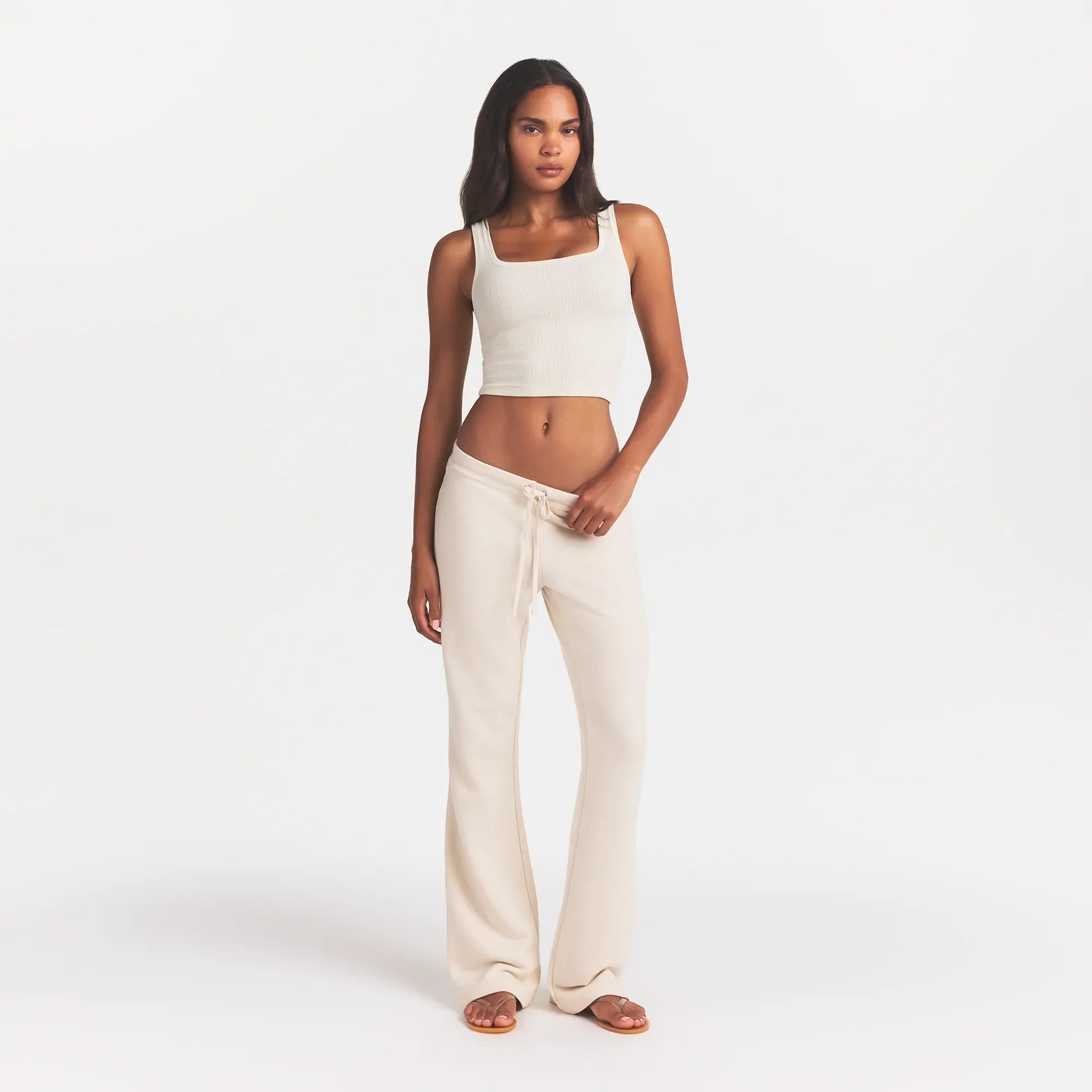 COTTON RIB TANK | BONE ON A MODEL FRONT VIEW @ | FOCUS: 0.0, 1.0, 0.9