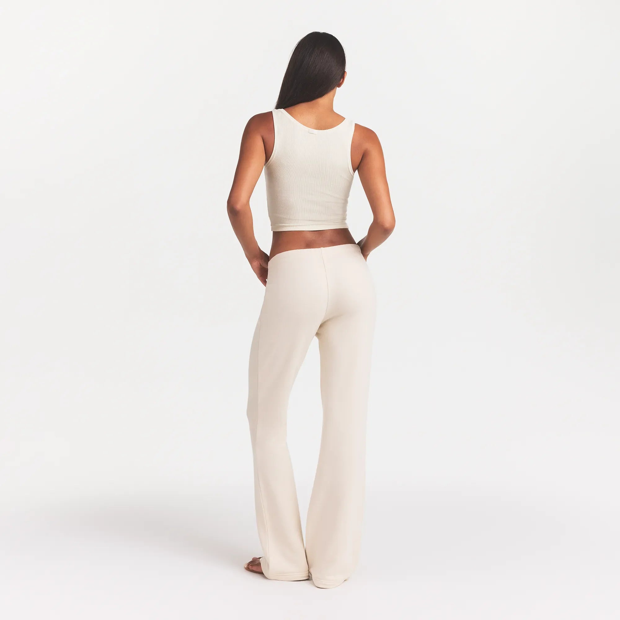 COTTON RIB TANK | BONE ON A MODEL BACK VIEW @ | FOCUS: 0.0, 1.0, 0.9