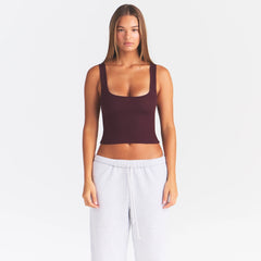 COTTON RIB TANK | CURRANT ON A MODEL FRONT VIEW @ | FOCUS: 0.0, 1.0, 0.9