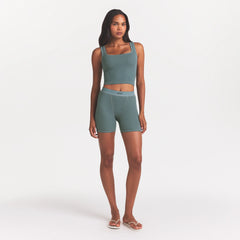 COTTON RIB TANK | KYANITE ON A MODEL FRONT VIEW
