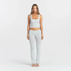 COTTON RIB TANK | LIGHT HEATHER GREY ON A MODEL FRONT VIEW @ | FOCUS: 0.0, 1.0, 0.9