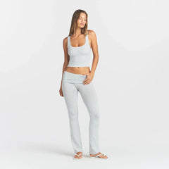 COTTON RIB TANK | LIGHT HEATHER GREY ON A MODEL FRONT VIEW @ | FOCUS: 0.0, 1.0, 0.9