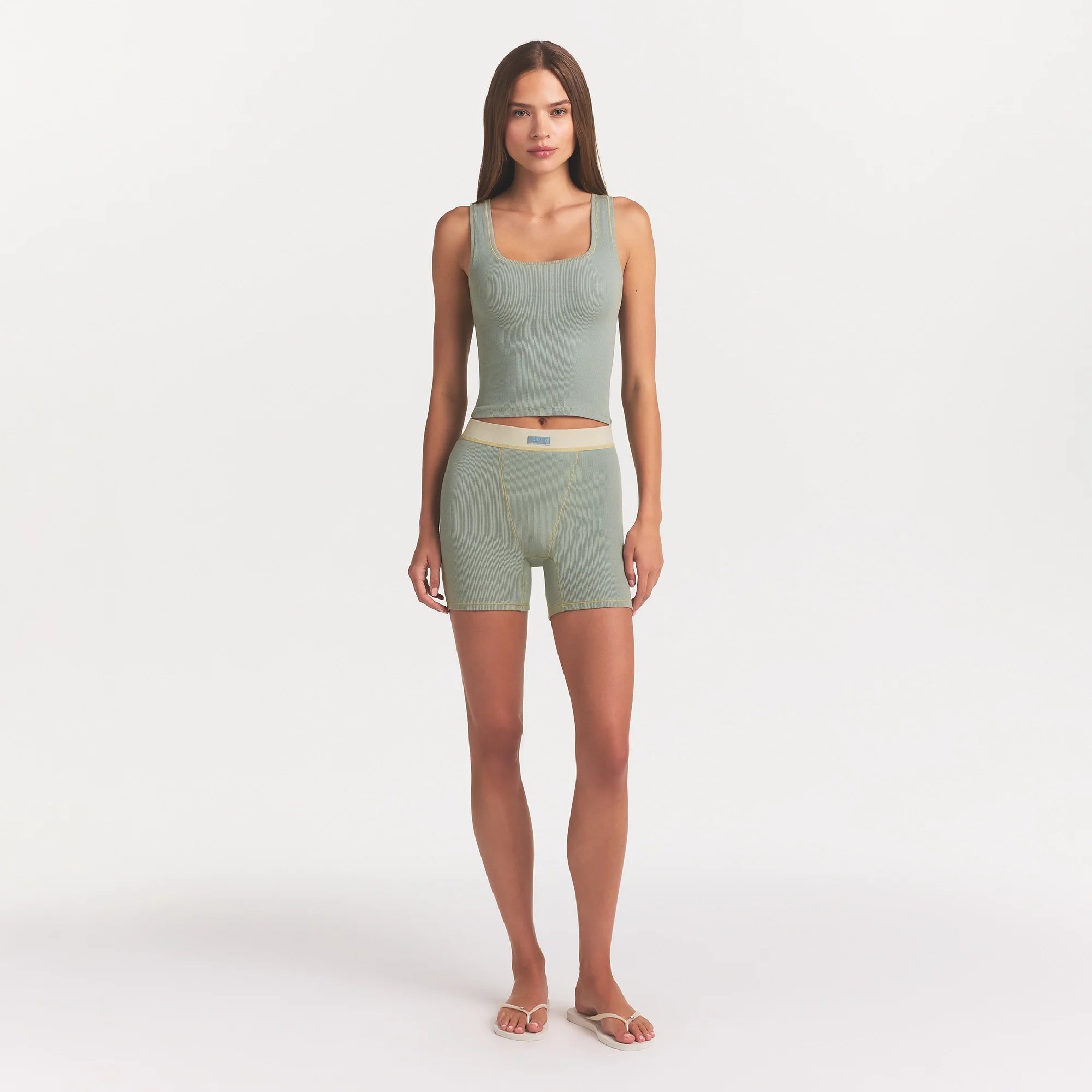 COTTON RIB TANK | MINERAL ON A MODEL FRONT VIEW @ | FOCUS: 0.0, 1.0, 0.9