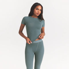 COTTON JERSEY T-SHIRT | KYANITE ON A MODEL FRONT VIEW @ | FOCUS: 0.0, 1.0, 0.9