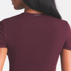 COTTON RIB T-SHIRT | CURRANT ON A MODEL | FLT@ | FOCUS: 0.0, 1.0, 0.9