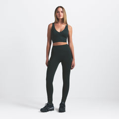 NikeSKIMS MATTE V-NECK BRA TOP | DARK TEAL ON A MODEL FRONT VIEW @ | FOCUS: 0.0, 1.0, 0.9
