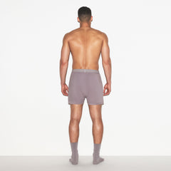 SKIMS COTTON MENS KNIT BOXER | ZINC ON A MODEL FRONT VIEW | FOCUS: 0.0, 1.0, 0.9