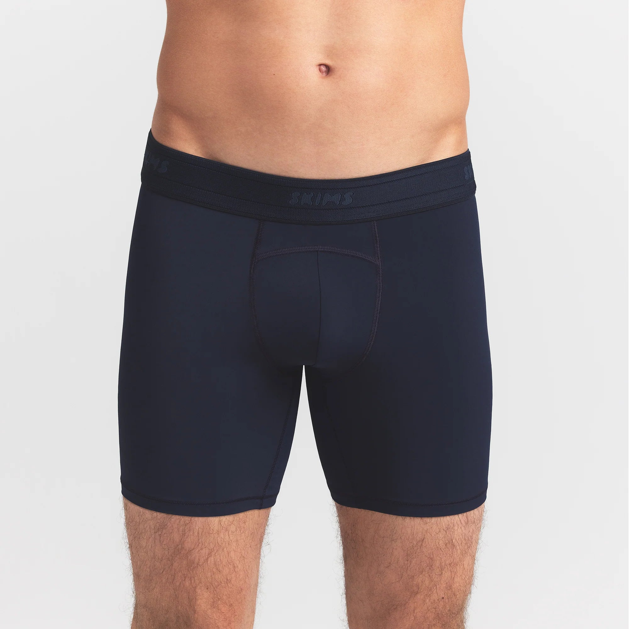 SKIMS FLEX MENS 5" BOXER BRIEF 3-PACK | NAVY GUNMETAL MULTI ON A MODEL FRONT VIEW @ | FOCUS: 0.0, 1.0, 0.9