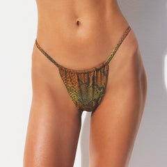 SIGNATURE SWIM STRING BIKINI BOTTOM | FOREST OMBRE SNAKE ON A MODEL SIDE VIEW @ | FOCUS: 0.0, 1.0, 0.9 