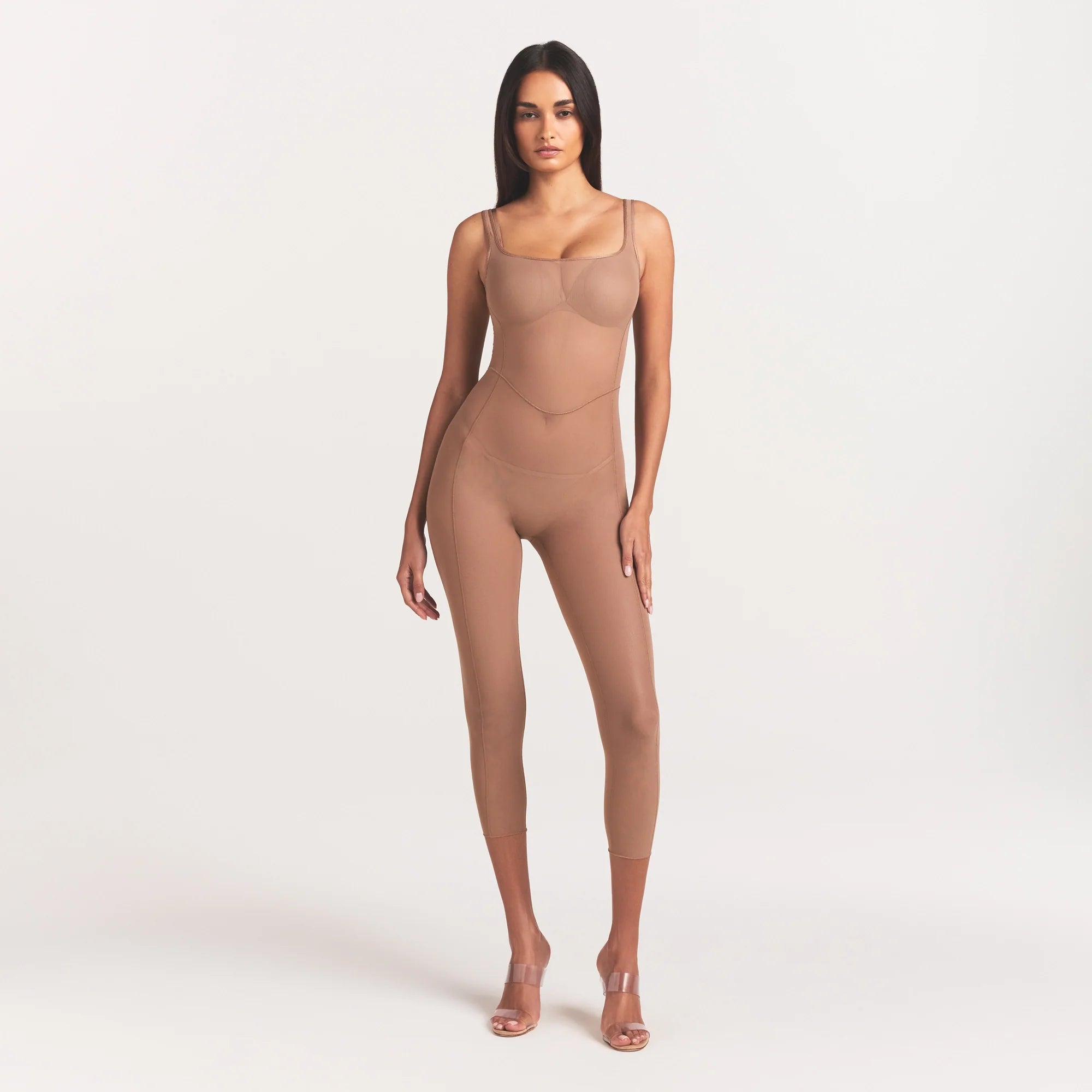 POWER MESH CATSUIT | SIENNA ON A MODEL FRONT VIEW @
