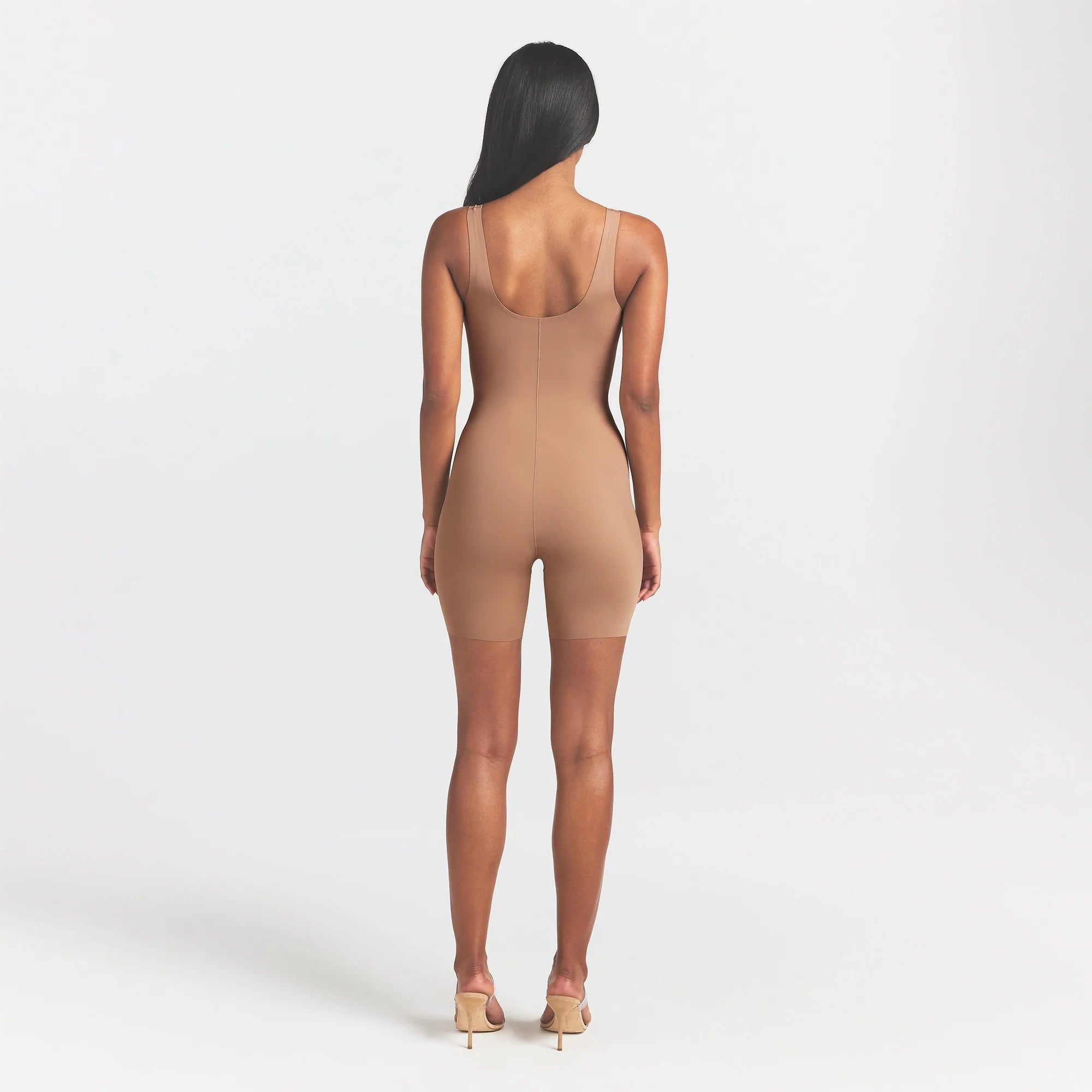 COOL SHAPEWEAR MID THIGH BODYSUIT | SIENNA ON A MODEL BACK VIEW @ | FOCUS: 0.0, 1.0, 0.9