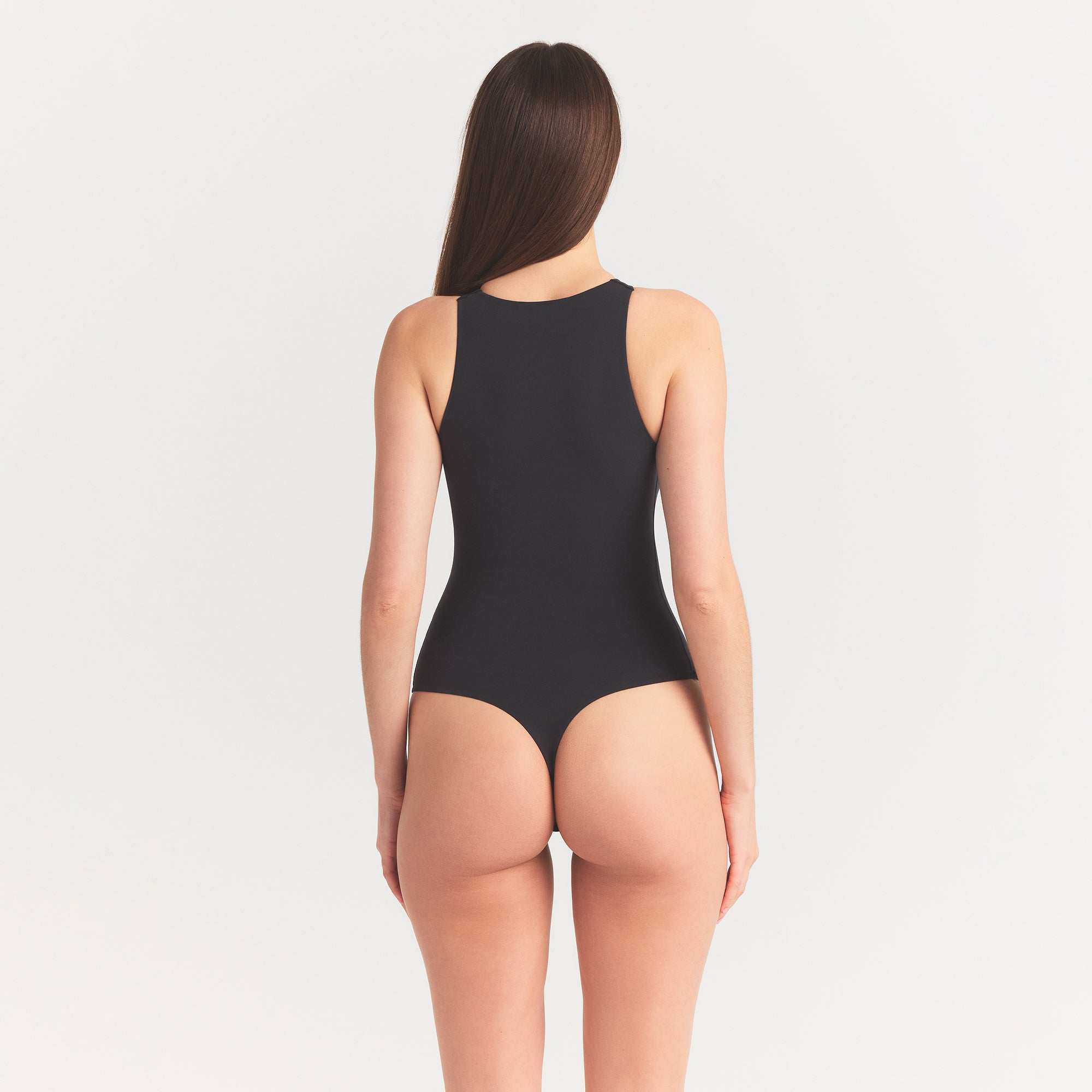 FITS EVERYBODY HIGH NECK BODYSUIT | ONYX ON A MODEL BACK VIEW @ | FOCUS: 0.0, 1.0, 0.9