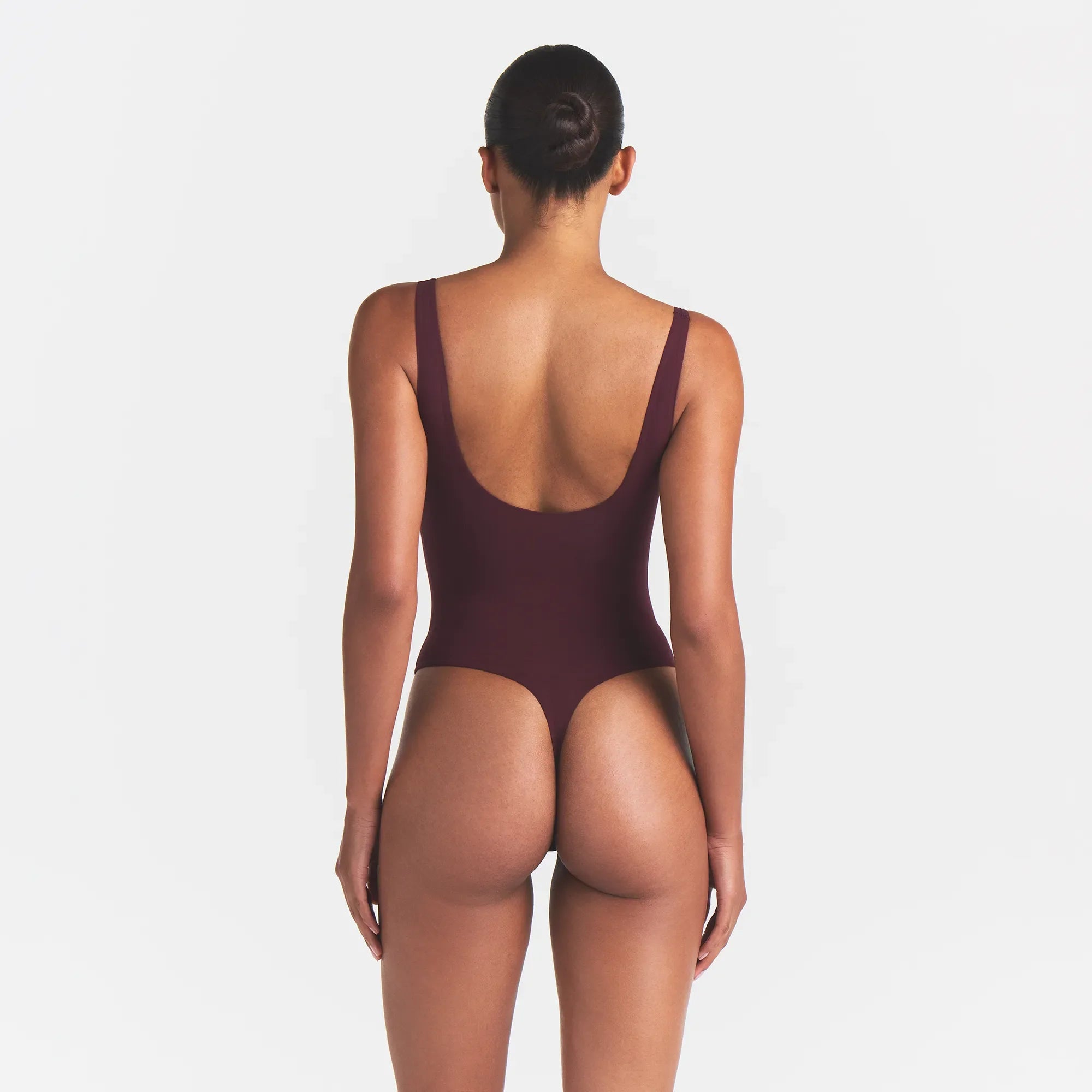FITS EVERYBODY SQUARE NECK BODYSUIT | CURRANT ON A MODEL | FOCUS: 0.0, 1.0, 0.9