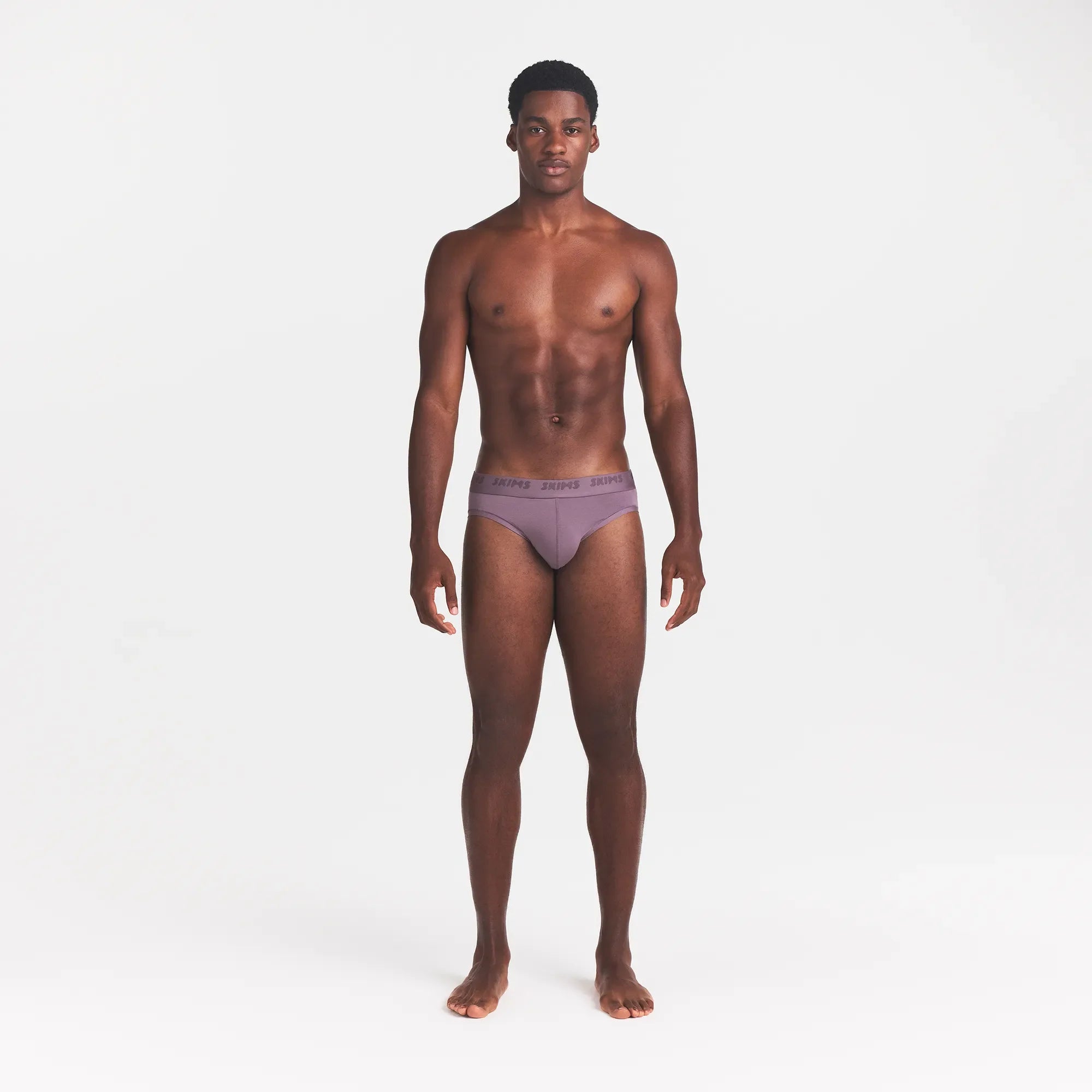 SKIMS STRETCH MENS BRIEF 3-PACK | IRIS HEATHER MULTI & LAYS FLAT ON A WHITE BACKGROUND | FLT