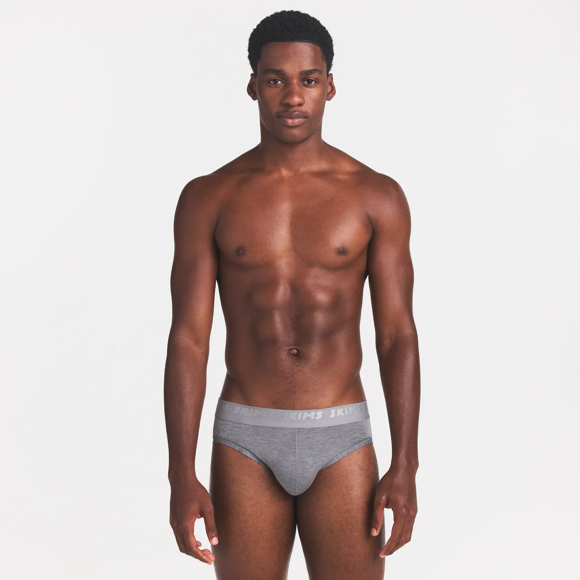 SKIMS STRETCH MENS BRIEF 3-PACK | IRIS HEATHER MULTI & LAYS FLAT ON A WHITE BACKGROUND | FLT