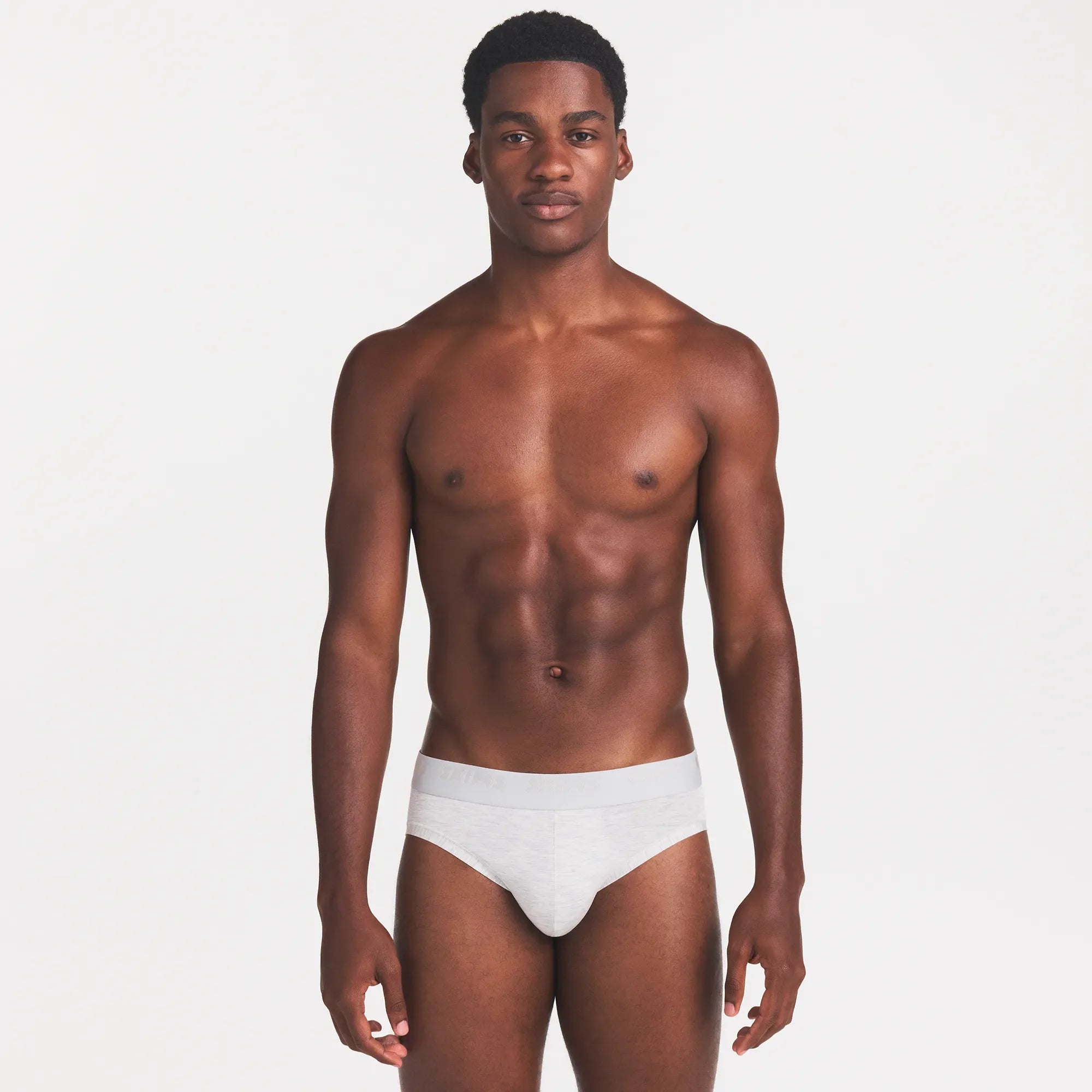 SKIMS STRETCH MENS BRIEF 3-PACK | IRIS HEATHER MULTI & LAYS FLAT ON A WHITE BACKGROUND | FLT