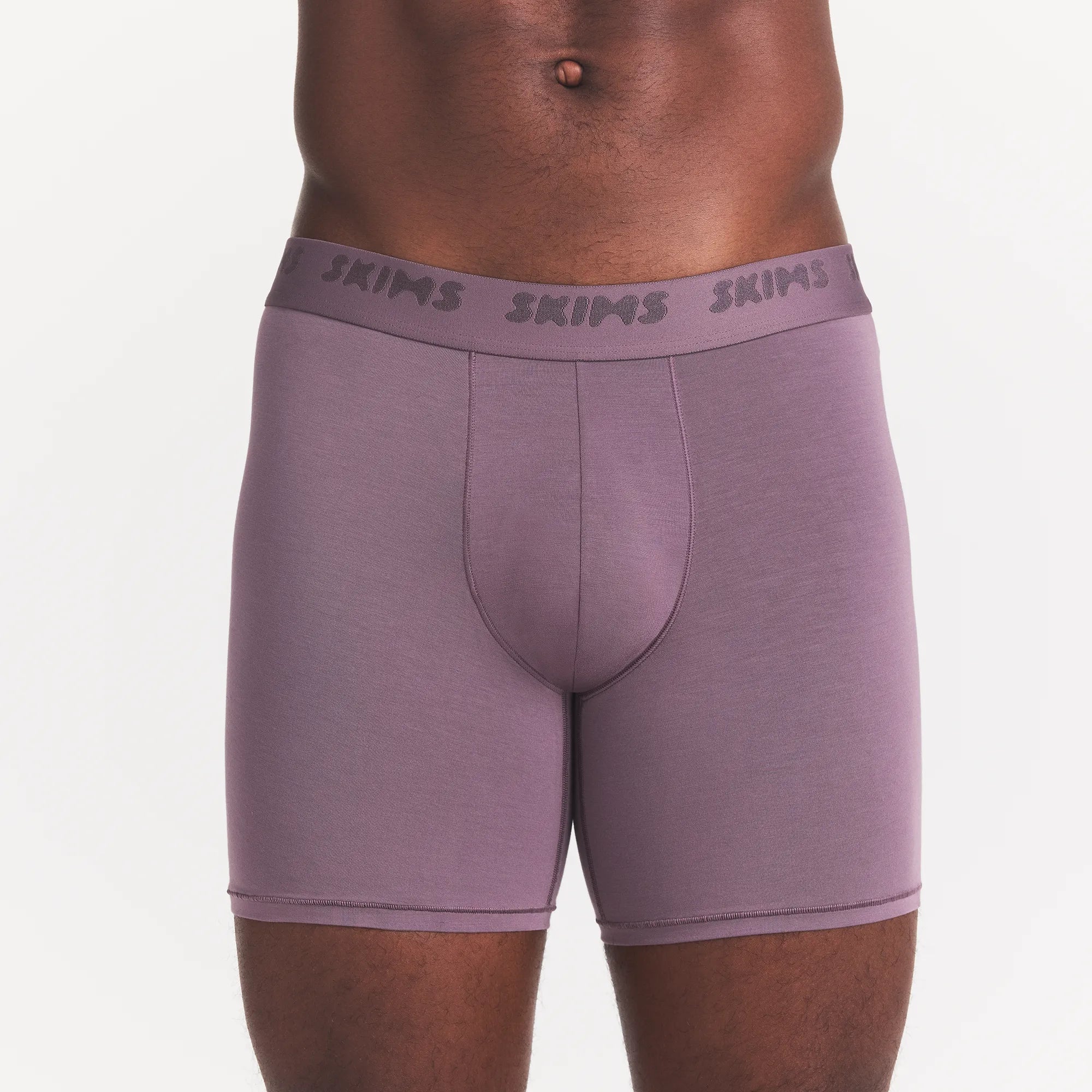SKIMS STRETCH MENS 5" BOXER BRIEF | IRIS ON A MODEL FRONT VIEW