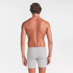 SKIMS COTTON MENS 5" BOXER BRIEF | LIGHT HEATHER GREY ON A MODEL BACK VIEW