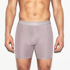 SKIMS COTTON MENS 5 INCH BOXER BRIEF | ZINC ON A MODEL SIDE VIEW | FOCUS: 0.0, 1.0, 0.9