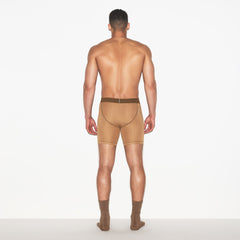 SKIMS COTTON MENS 5 INCH BOXER BRIEF 3-PACK | RUSSET MULTI ON A MODEL FRONT VIEW | FOCUS: 0.0, 1.0, 0.9