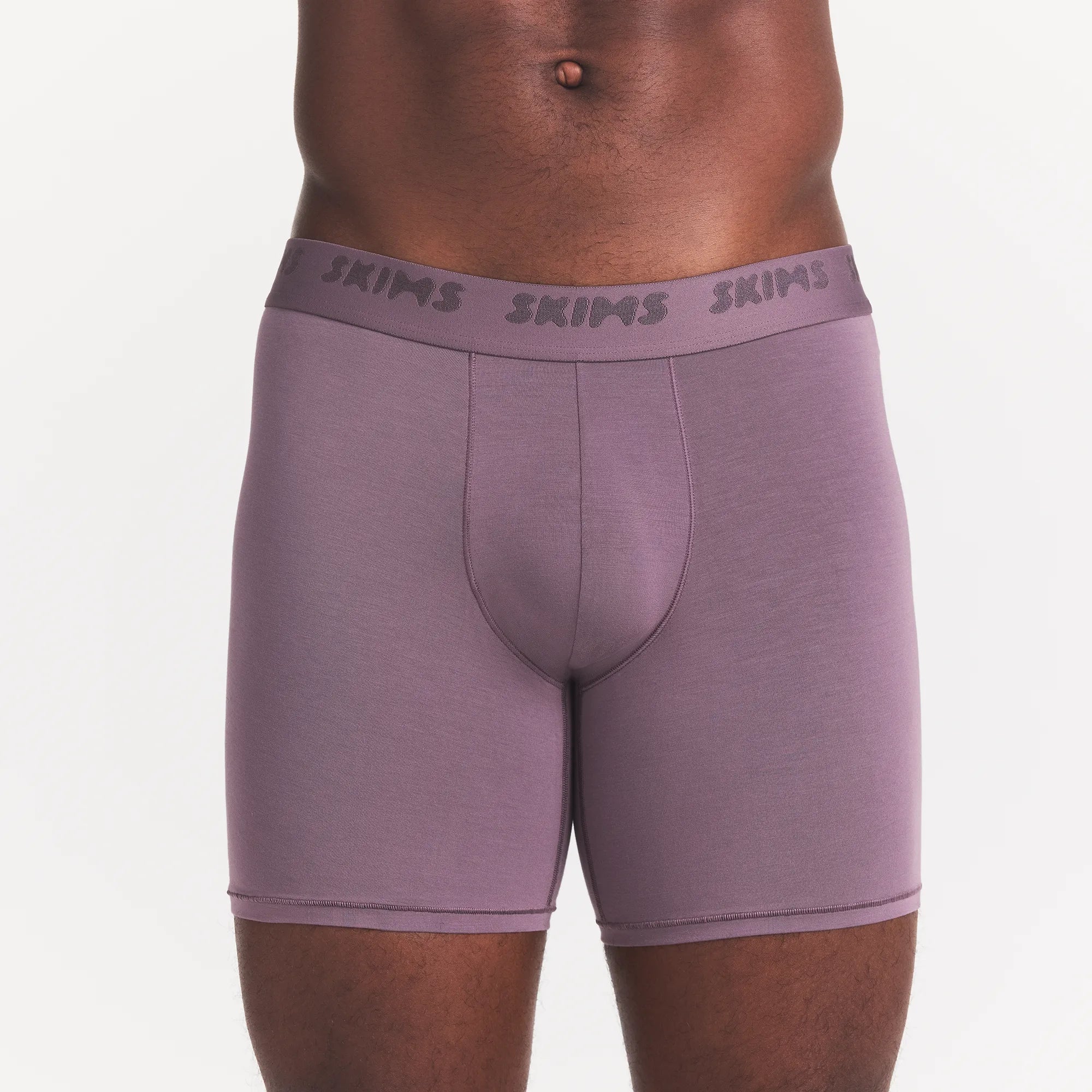 SKIMS STRETCH MENS 5" BOXER BRIEF 5-PACK | IRIS GUNMETAL MULTI ON A MODEL FRONT VIEW