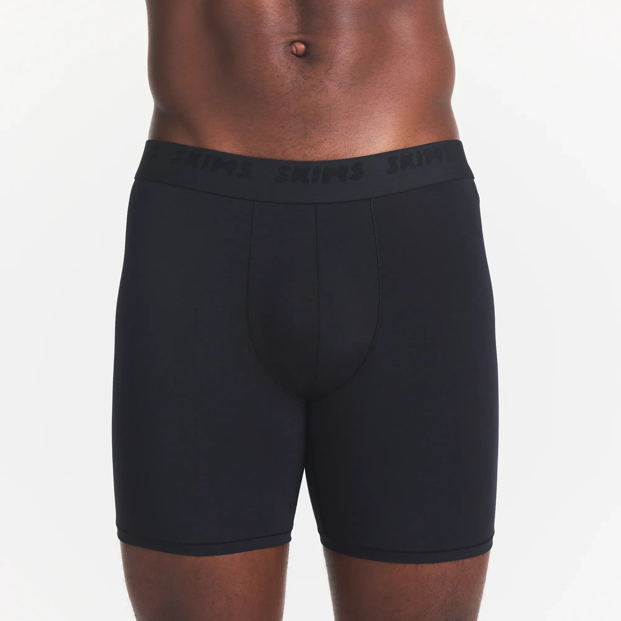 SKIMS STRETCH MENS 5" BOXER BRIEF 5-PACK | IRIS GUNMETAL MULTI ON A MODEL FRONT VIEW