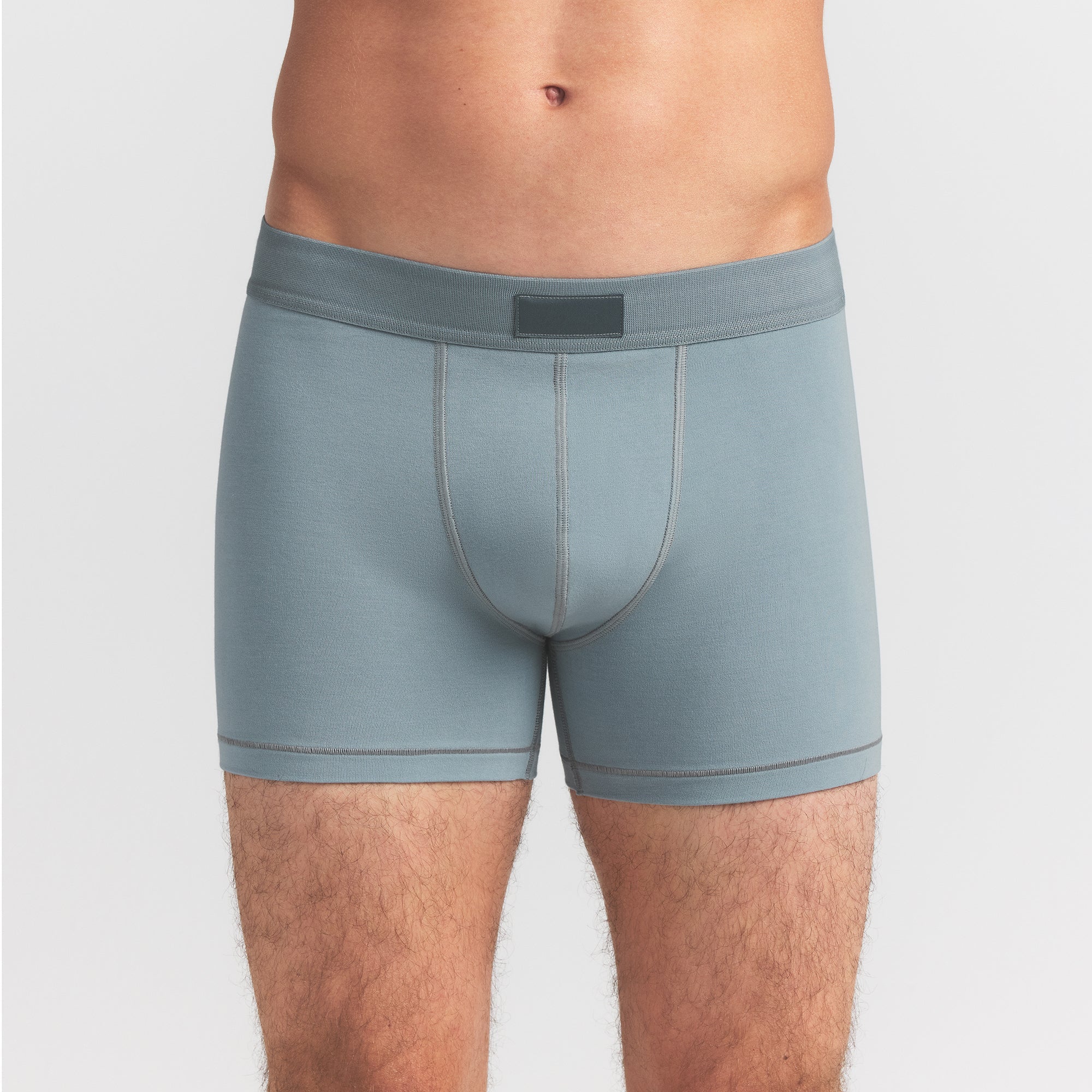 SKIMS COTTON MENS 3" BOXER BRIEF 5-PACK | VERDANT SKY MULTI ON A MODEL FRONT VIEW @ | FOCUS: 0.0, 1.0, 0.9