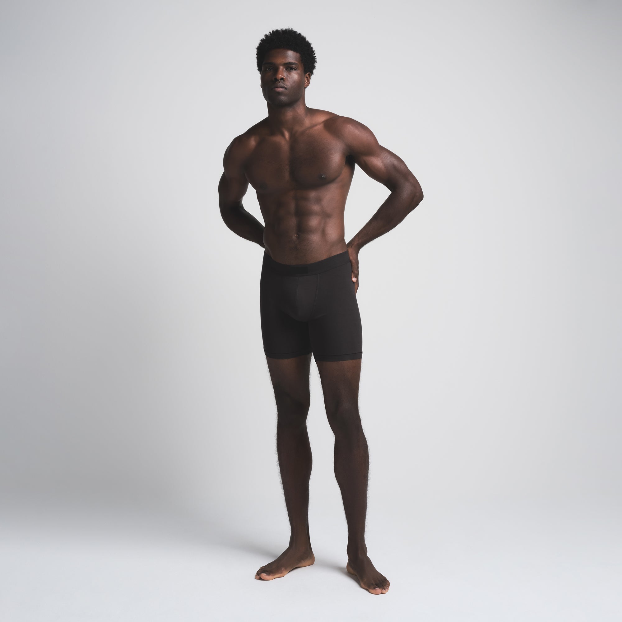 SKIMS COTTON MENS 5" BOXER BRIEF 5-PACK | ONYX ON A MODEL FRONT VIEW