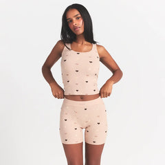 SOFT LOUNGE BOXER | MICA MINI HEART HALFDROP ON A MODEL FRONT VIEW @ | FOCUS: 0.0, 1.0, 0.9