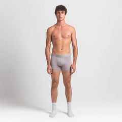 SKIMS STRETCH MENS 3" BOXER BRIEF | OYSTER ON A MODEL FRONT VIEW @ | FOCUS: 0.0, 1.0, 0.9