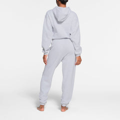 COTTON FLEECE CLASSIC JOGGER | LIGHT HEATHER GREY ON A MODEL BACK VIEW