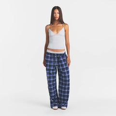 FLANNEL SLEEP OVERSIZED PANT | INDIGO OUTDOOR PLAID ON A MODEL | FOCUS: 0.0, 1.0, 0.9
