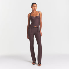 SKIMS BODY HIGH-WAISTED FLARE PANT | RAISIN ON A MODEL FRONT VIEW @