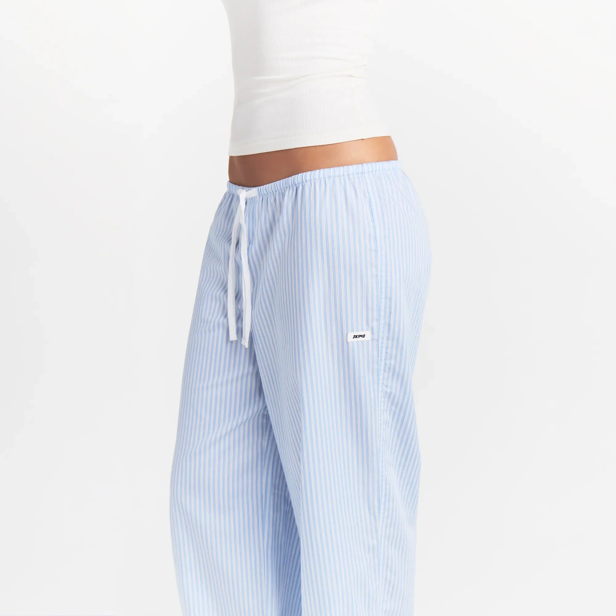COTTON POPLIN SLEEP OVERSIZED PANT | MARINA MESH STRIPE ON A MODEL | FOCUS: 0.0, 1.0, 0.9
