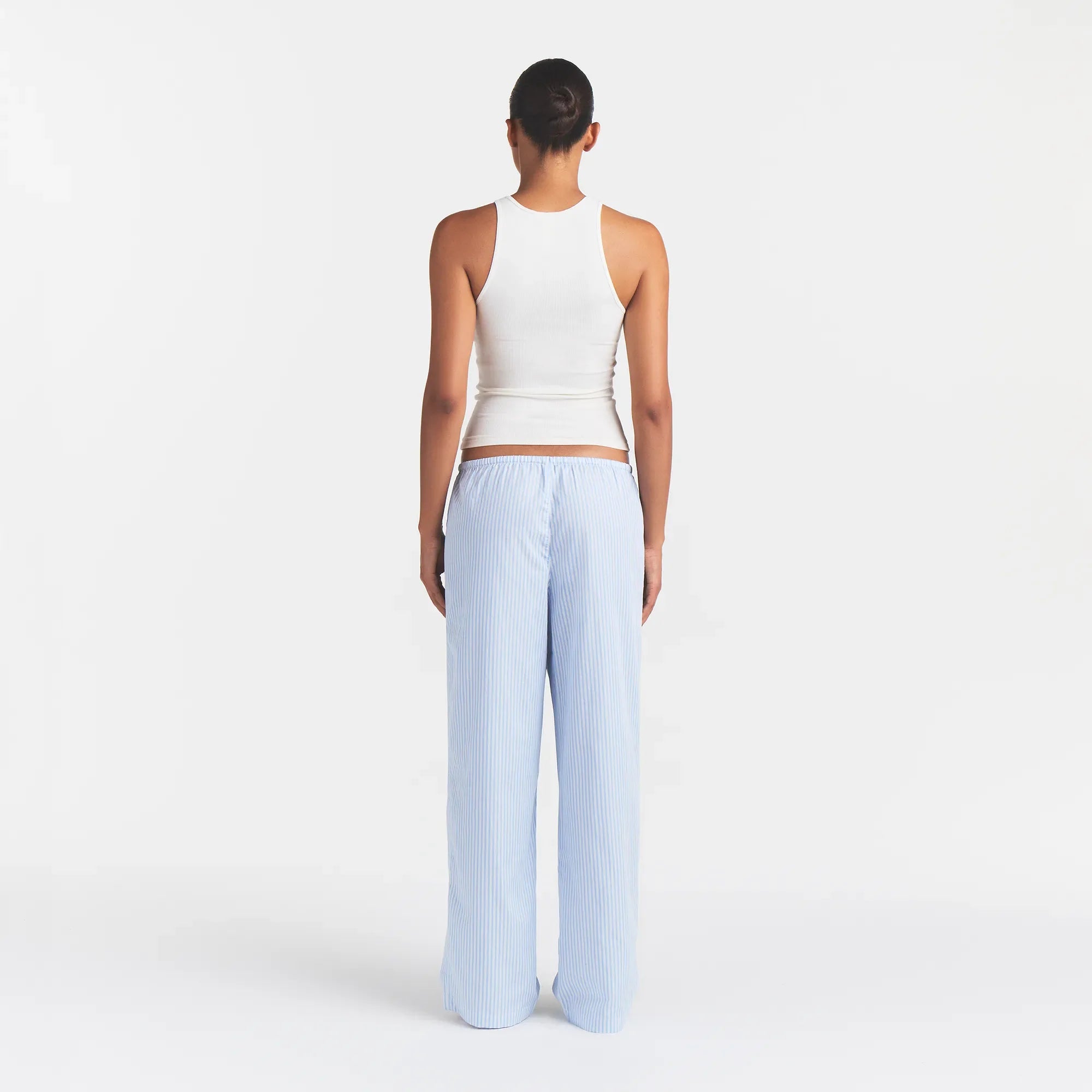 COTTON POPLIN SLEEP OVERSIZED PANT | MARINA MESH STRIPE ON A MODEL | FOCUS: 0.0, 1.0, 0.9