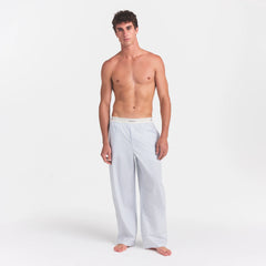 COTTON POPLIN MENS LOGO BAND SLEEP PANT | PLATINUM DOUBLE STRIPE ON A MODEL FRONT VIEW @ | FOCUS: 0.0, 1.0, 0.9