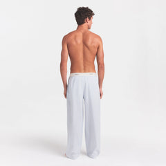 COTTON POPLIN MENS LOGO BAND SLEEP PANT | PLATINUM DOUBLE STRIPE ON A MODEL BACK VIEW @ | FOCUS: 0.0, 1.0, 0.9