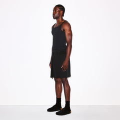 FLEECE LOUNGE MENS RELAXED SHORT | WASHED ONYX ON A MODEL FRONT VIEW @ | FOCUS: 0.0, 1.0, 0.9