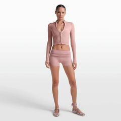 NikeSKIMS MATTE 3" FOLDOVER SHORT | HIMALAYAN ON A MODEL FRONT VIEW