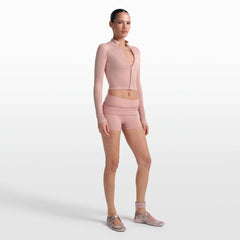 NikeSKIMS MATTE 3" FOLDOVER SHORT | HIMALAYAN ON A MODEL FRONT VIEW @ | FOCUS: 0.0, 1.0, 0.9