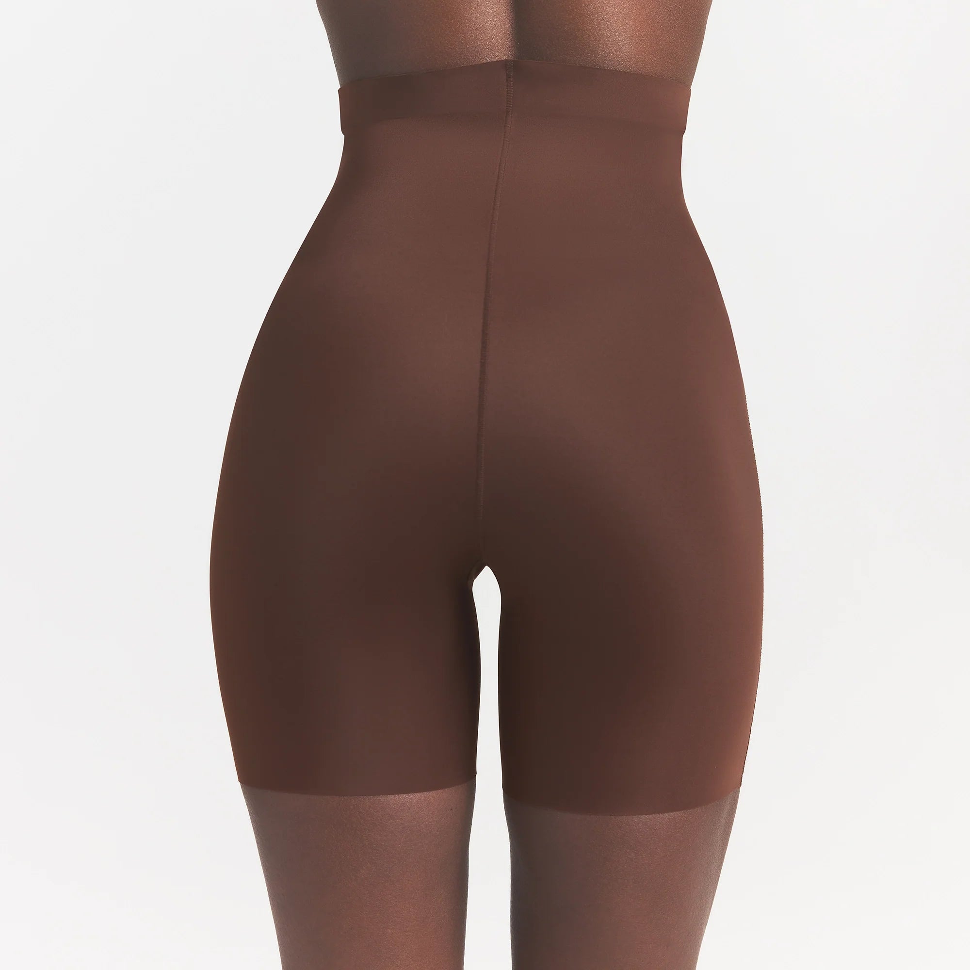 COOL SHAPEWEAR HIGH-WAISTED SHORT | COCOA ON A MODEL BACK VIEW @ | FOCUS: 0.0, 1.0, 0.9
