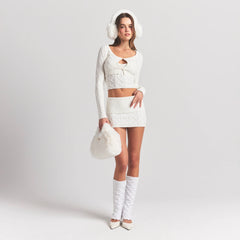 FAUX FUR MINI BAG | MARBLE ON A MODEL FRONT VIEW @ | FOCUS: 0.0, 1.0, 0.9