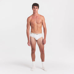SKIMS COTTON RIB MENS BRIEF | CHALK ON A MODEL FRONT VIEW @ | FOCUS: 0.0, 1.0, 0.9