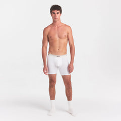 SKIMS COTTON RIB MENS 5" BOXER BRIEF | CHALK ON A MODEL FRONT VIEW @ | FOCUS: 0.0, 1.0, 0.9